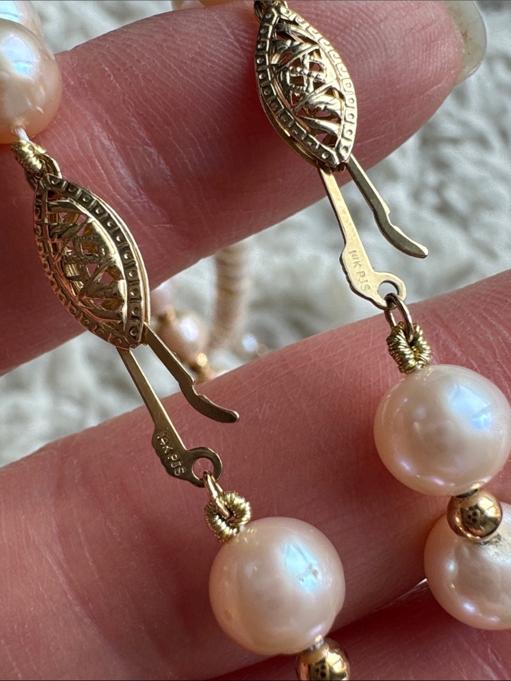 14k Pearl Necklace and Bracelet Set - Picture 5 of 6
